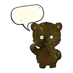 cartoon black bear cub with speech bubble