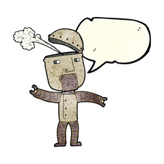 cartoon funny robot with speech bubble