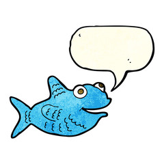 cartoon happy fish with speech bubble