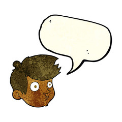 cartoon staring boy with speech bubble