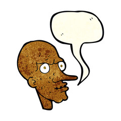 cartoon evil old man with speech bubble