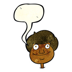 cartoon happy boy's face with speech bubble