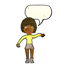 cartoon surprised woman with speech bubble