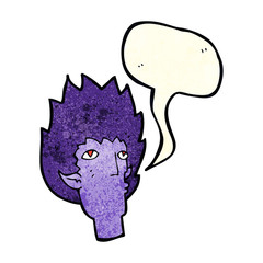 cartoon vampire face with speech bubble