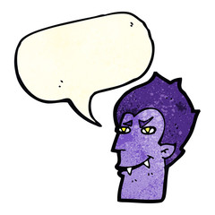cartoon vampire face with speech bubble