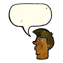 cartoon confused man with speech bubble