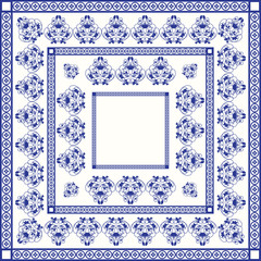 Mediterranean traditional blue and white tile pattern. 