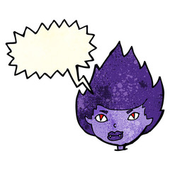 cartoon vampire head with speech bubble
