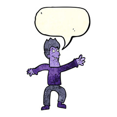 cartoon vampire with speech bubble