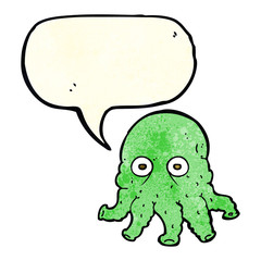 cartoon alien squid face with speech bubble
