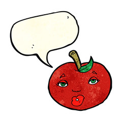 cartoon apple with face with speech bubble