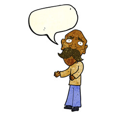 cartoon lonely old man with speech bubble