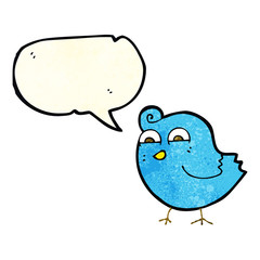 cartoon funny bird with speech bubble
