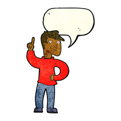 cartoon man with great idea with speech bubble