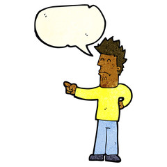 cartoon man pointing with speech bubble