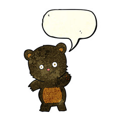 cute black bear cartoon with speech bubble