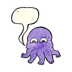 cartoon alien squid face with speech bubble