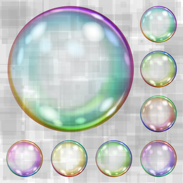 Transparent soap bubbles. Transparency only in vector file