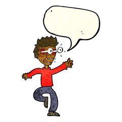 Fototapeta premium cartoon terrified man with eyes popping out with speech bubble