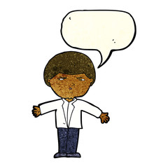cartoon annoyed man with speech bubble