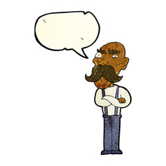 cartoon angry old man with speech bubble