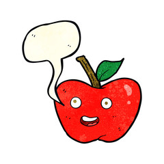 cartoon apple with speech bubble