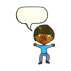 cartoon happy boy with speech bubble