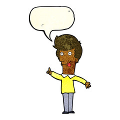 cartoon funny man with idea with speech bubble