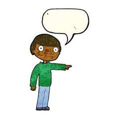 cartoon man pointing with speech bubble