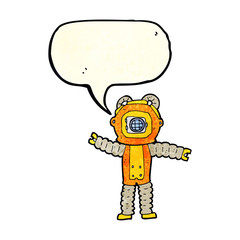 cartoon deep sea diver with speech bubble