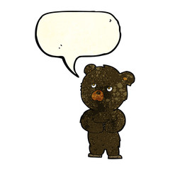 cartoon black bear cub with speech bubble