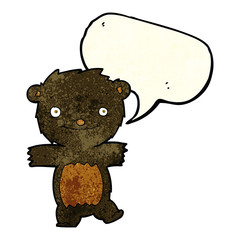 cartoon black bear cub with speech bubble
