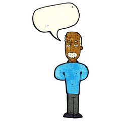 Fototapeta premium cartoon annoyed balding man with speech bubble