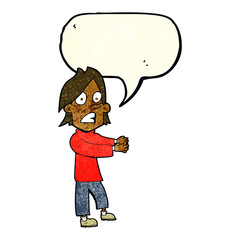 cartoon shocked man with speech bubble