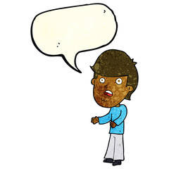 cartoon shocked man with speech bubble