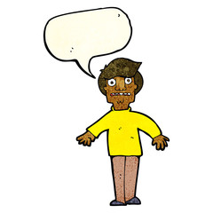 cartoon shocked man with speech bubble
