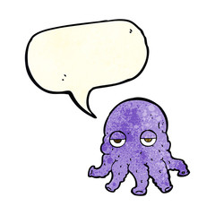 cartoon alien squid face with speech bubble