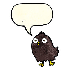 funny cartoon bird with speech bubble