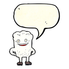 cartoon tooth looking smug with speech bubble