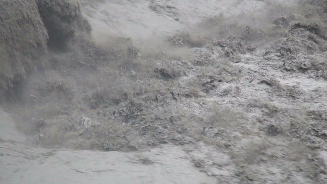 Fast flowing river during typhoon slow motion