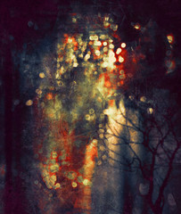 bokeh abstract of traffic lights of the night street,digital painting