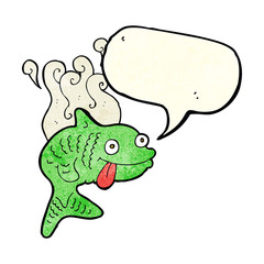 cartoon smelly fish with speech bubble