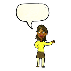 Obraz premium cartoon woman gesturing to show something with speech bubble
