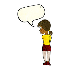 cartoon pretty girl with speech bubble