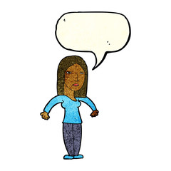 cartoon annoyed woman with speech bubble