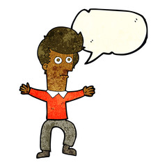 cartoon startled man with speech bubble