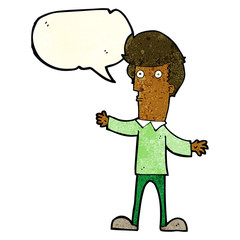 cartoon startled man with speech bubble