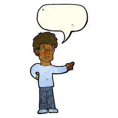 cartoon pointing man with speech bubble