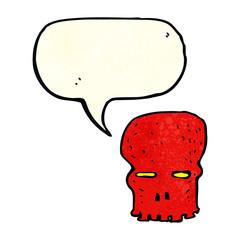 cartoon spooky skull with speech bubble