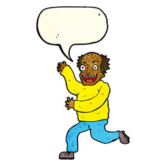 cartoon evil old man with speech bubble